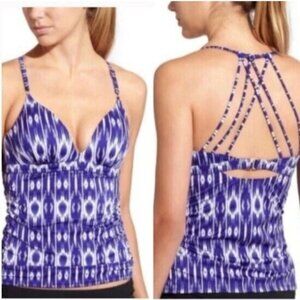 Athleta Aqualuxe Print‎ Molded Bikini Top Blue Swimwear Women’s Sz XS NWT